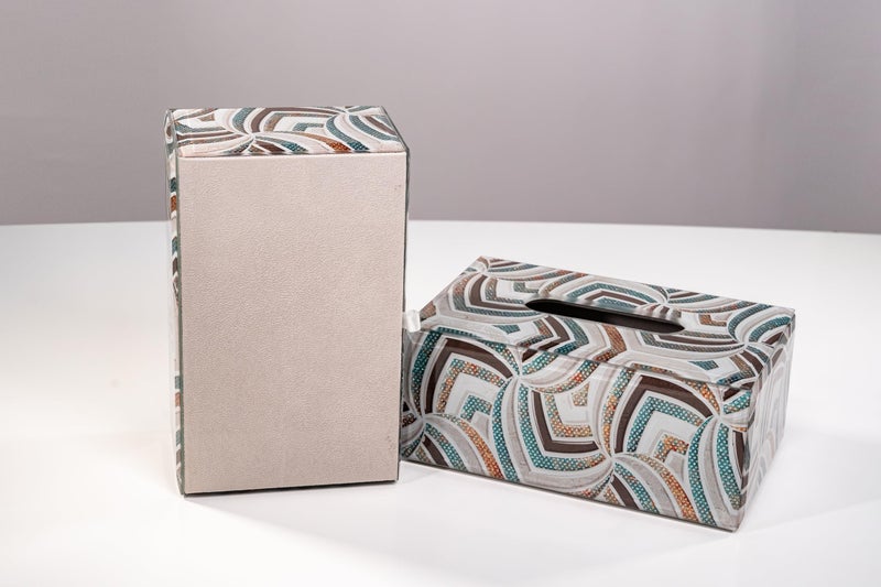 VINCA DECOR Elegance Spectrum Glass Tissue Holder | Modern Sophistication with Timeless Floral Motifs, Stylish Decorative Accent for Home & Office Decor, Coordinates with Matching Serving Tray - Image 4