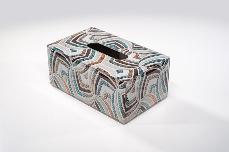 VINCA DECOR Elegance Spectrum Glass Tissue Holder | Modern Sophistication with Timeless Floral Motifs, Stylish Decorative Accent for Home & Office Decor, Coordinates with Matching Serving Tray - Image 5