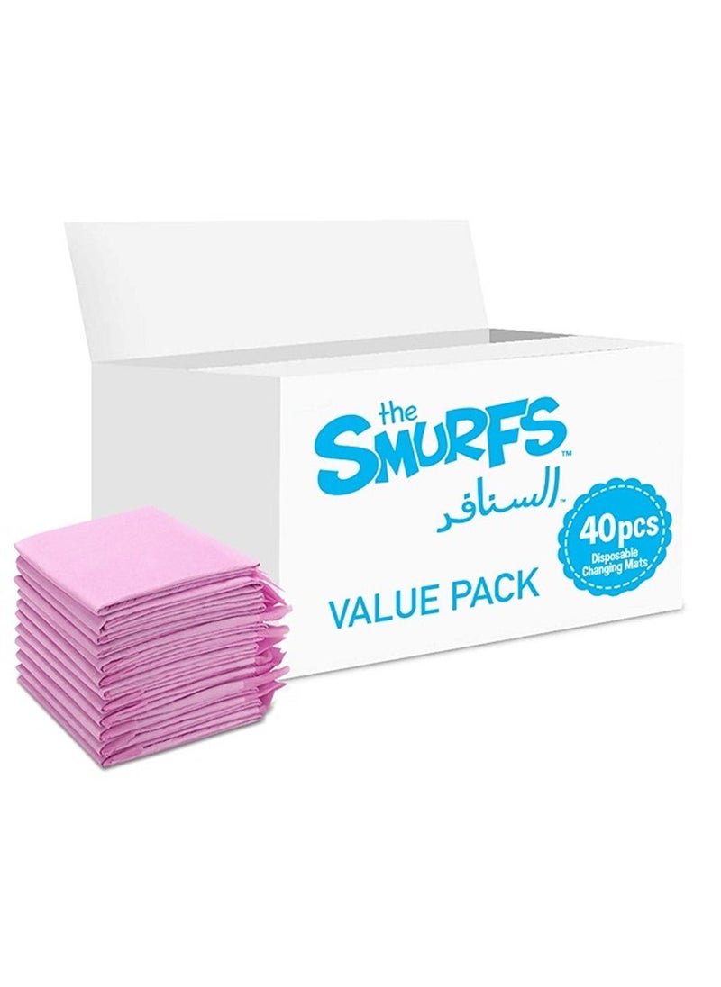 THE SMURFS - Disposable Changing Mats, 40 Counts, Soft Waterproof Mat, Portable Leak Proof Changing Mat, New Mom Leak-Proof Under pad, Mattress Table Protector Pad - Image 1