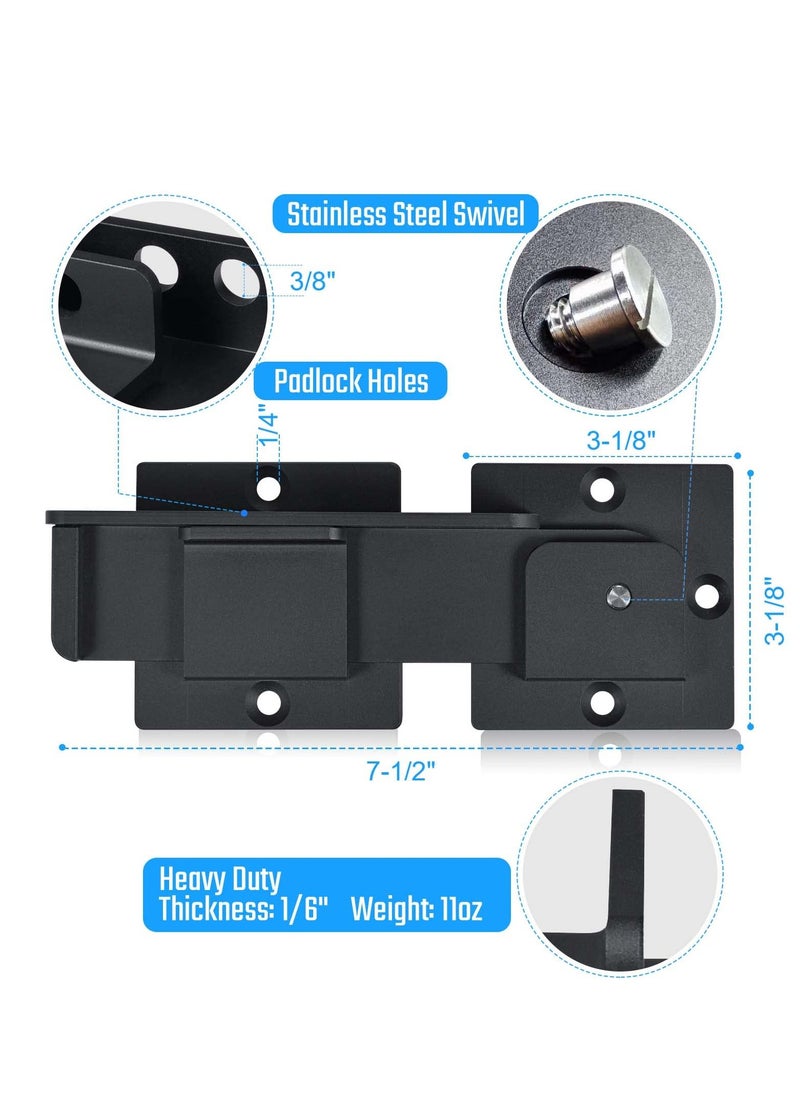 SYOSI 7.5" Flip Gate Latch Lock with Padlock Hole, 4mm Heavy Duty Aluminum Alloy Adjustable Door Latch for Sliding and Swing Open Door, Outdoor Gate, Wooden Fence, Barn Door, Shed, Garage, Yard  - Image 3