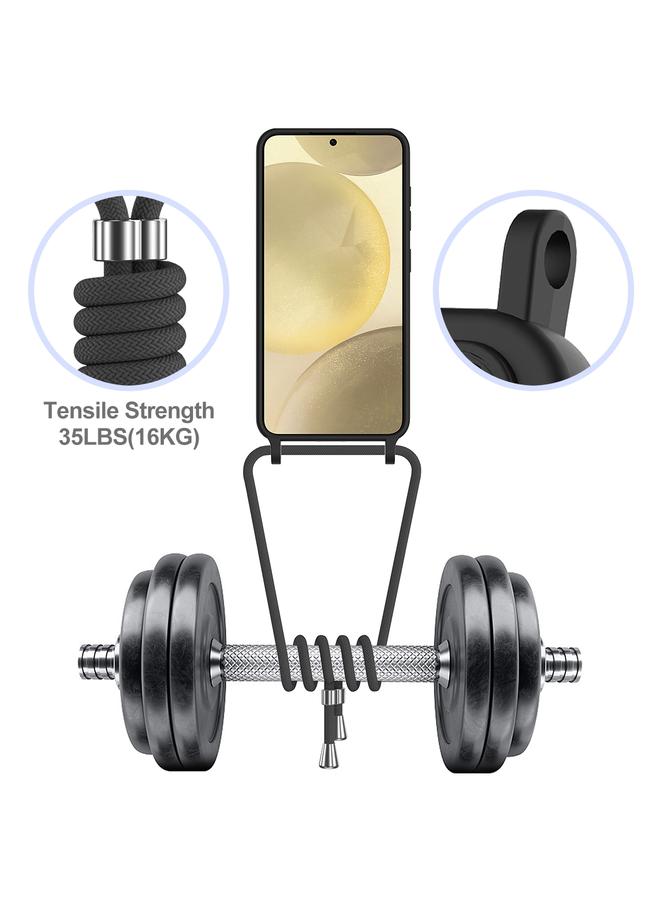 S-TOP Case For Samsung Galaxy A55 5G Integrated Card Bag Solid Color Liquid Silicone Phone Case with Lanyard - Image 3