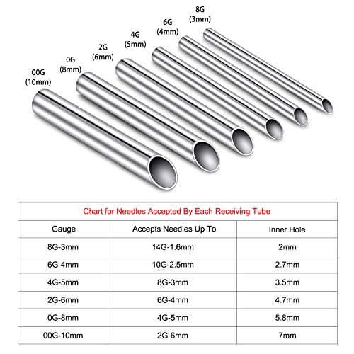 DJCIW 00G Receiving Tubes for Piercing Needles, 316L Surgical Stainless Steel Holding Piercing Tool for Ear Nose Septum Belly Cartilage Daith Rook Piercing (10mm) - Image 3