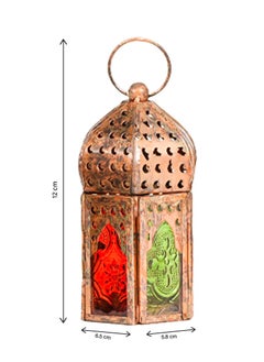 Hilalful HilalFul Mini Copper Antique Style Decorative Candle Holder Lanterns - Multicolor Glass (Set of 6) | For Home Decor in Eid, Ramadan, Wedding | Living Room, Bedroom, Indoor, Outdoor Decoration  - Image 3