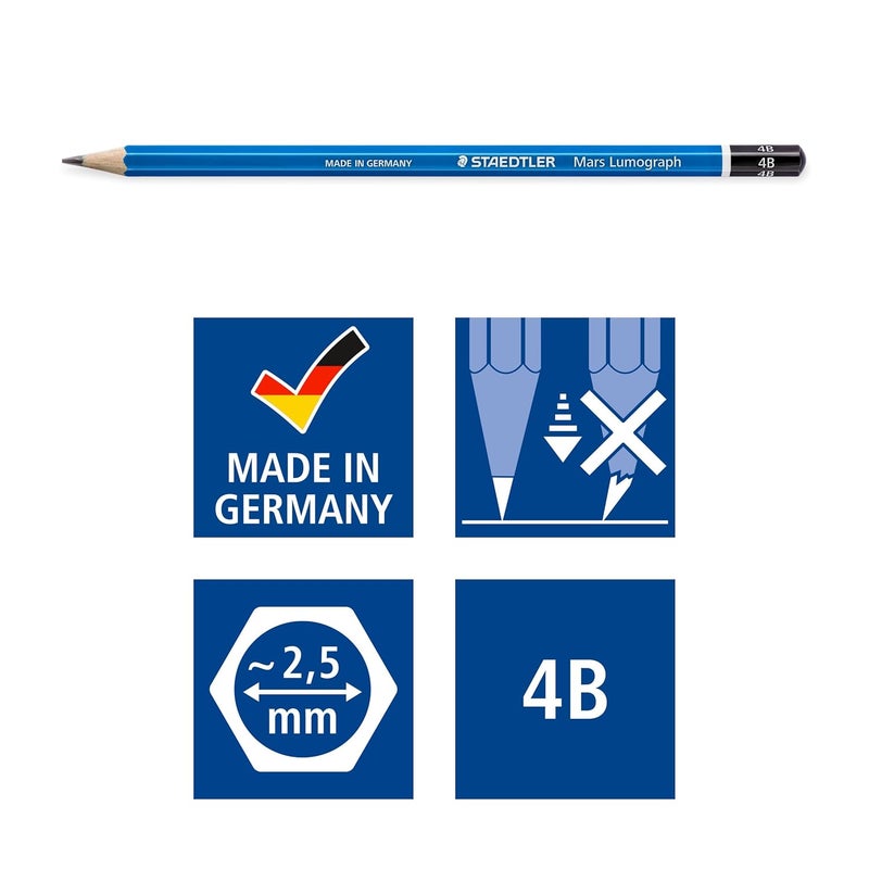 STAEDTLER Staedtler Mars Lumograph 100 4B Pencil Pack Of 12 - Image 5