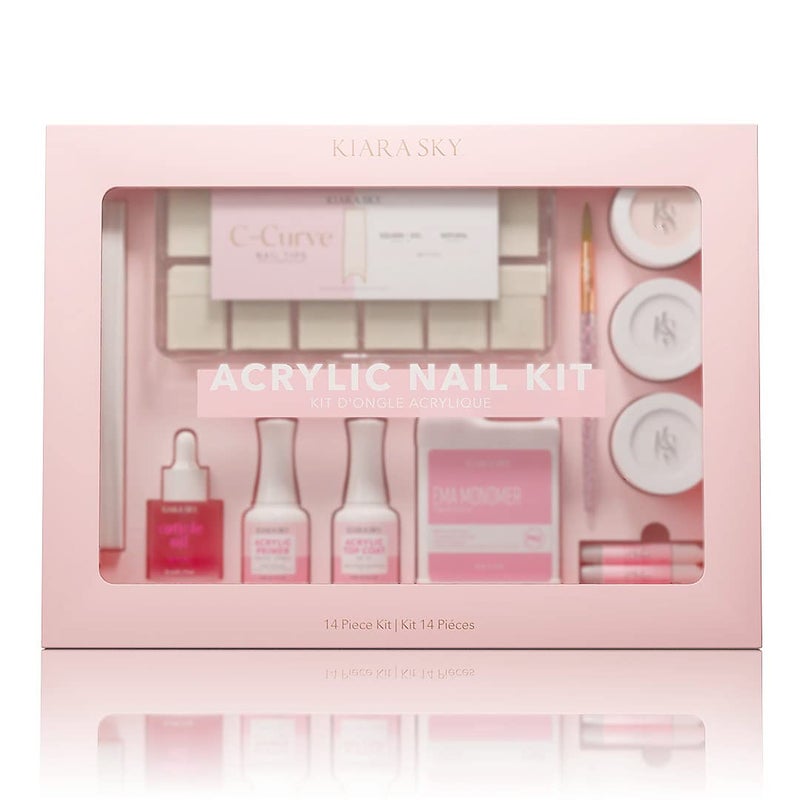 Kiara Sky 14 Piece Acrylic Nail Starter Kit Includes EMA Monomer Top Coat Primer
