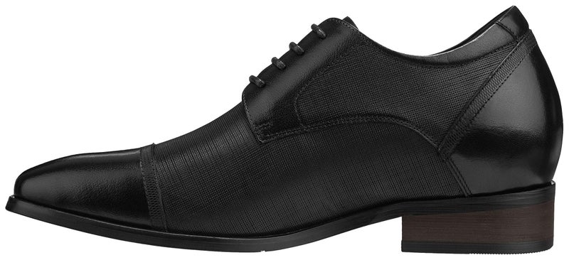 CALTO Men's Invisible Height Increasing Elevator Shoes - Black Premium Leather Lace-up Formal Oxfords - 3.2 Inches Taller - Y40552 - Size 8 D(M) US - Image 3