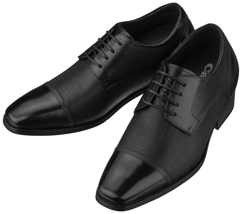 CALTO Men's Invisible Height Increasing Elevator Shoes - Black Premium Leather Lace-up Formal Oxfords - 3.2 Inches Taller - Y40552 - Size 8 D(M) US - Image 4