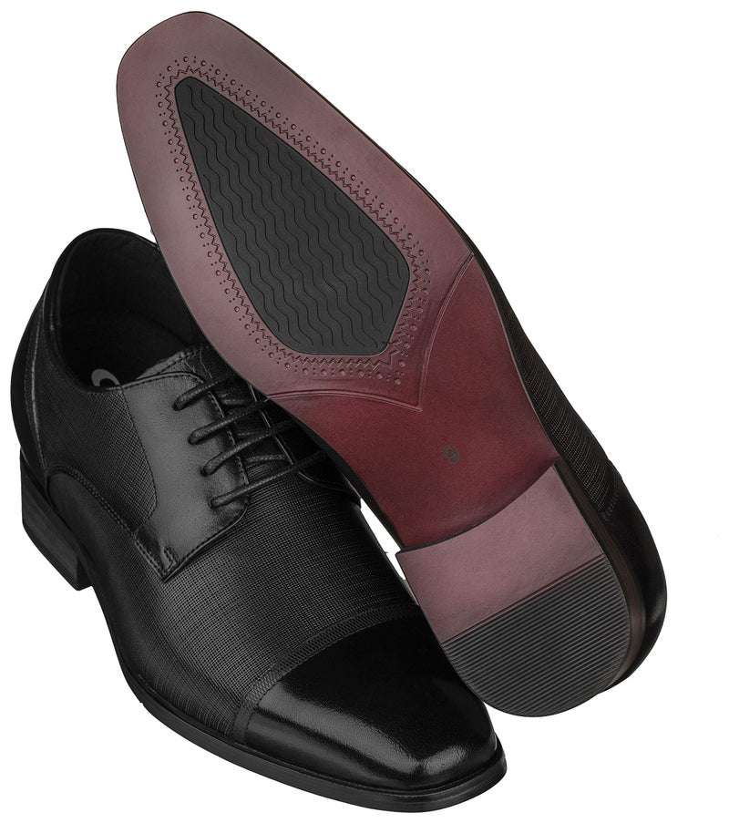 CALTO Men's Invisible Height Increasing Elevator Shoes - Black Premium Leather Lace-up Formal Oxfords - 3.2 Inches Taller - Y40552 - Size 8 D(M) US - Image 5