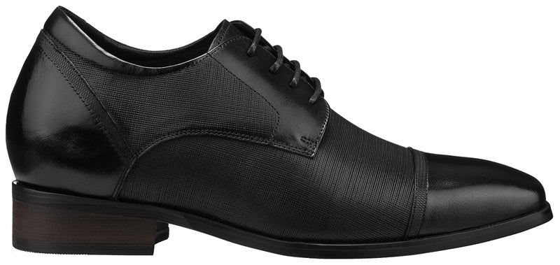 CALTO Men's Invisible Height Increasing Elevator Shoes - Black Premium Leather Lace-up Formal Oxfords - 3.2 Inches Taller - Y40552 - Size 8 D(M) US - Image 2