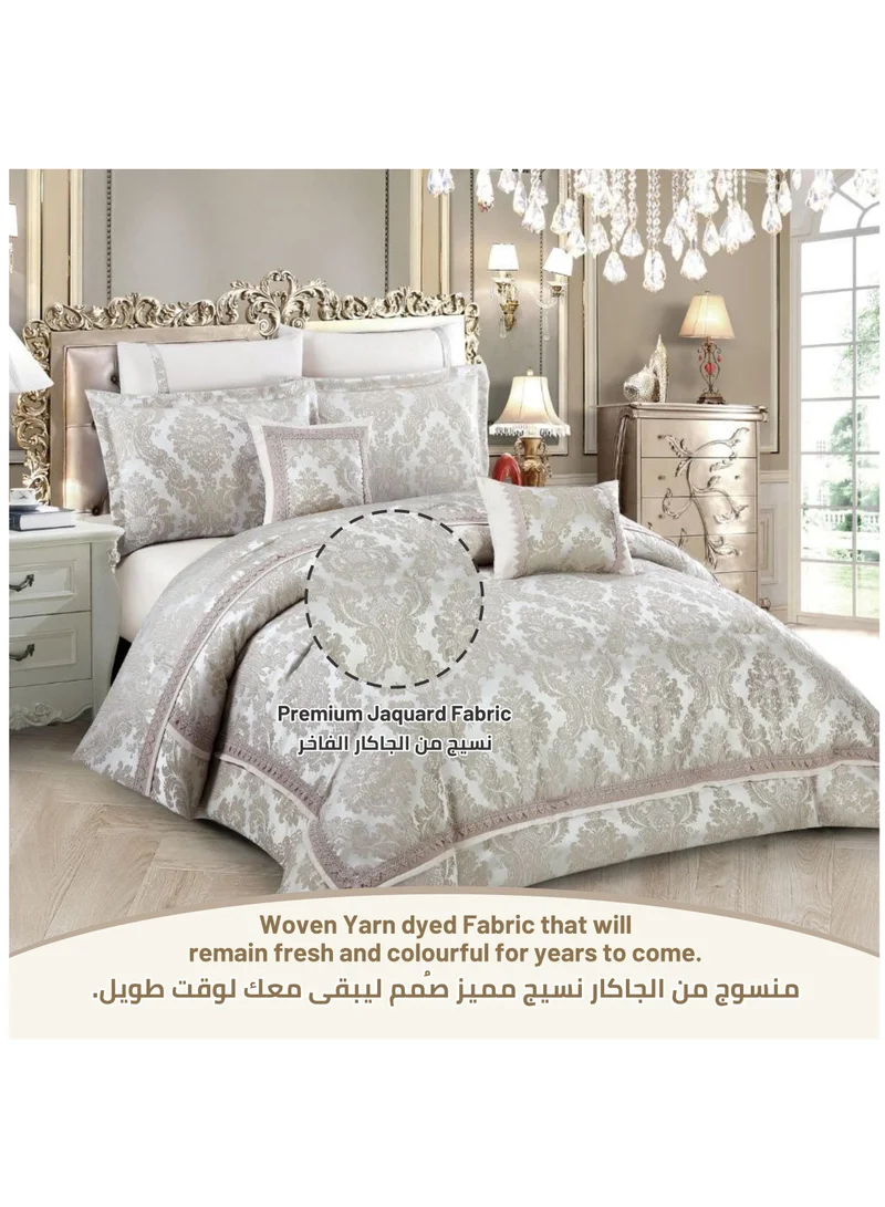 Donetella Hotel Bedding Comforter Set King Size 8-Pcs Luxury And Stylish Quilted Comforter Bed Fits(200 x200 Cm)With Brushed Microfiber And Soft Down Alternative Filling,Grey