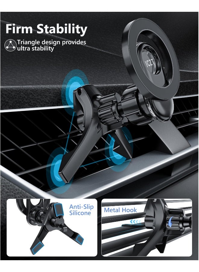 Car Mount for Mag Safe , 360° Rotation Magnetic Car Phone Holder for Air Vent, iPhone Car Phone Mount Fit iPhone 15 14 13 12 Pro Max Plus, Samsung, LG, Mag Safe Car Accessories  - Image 4