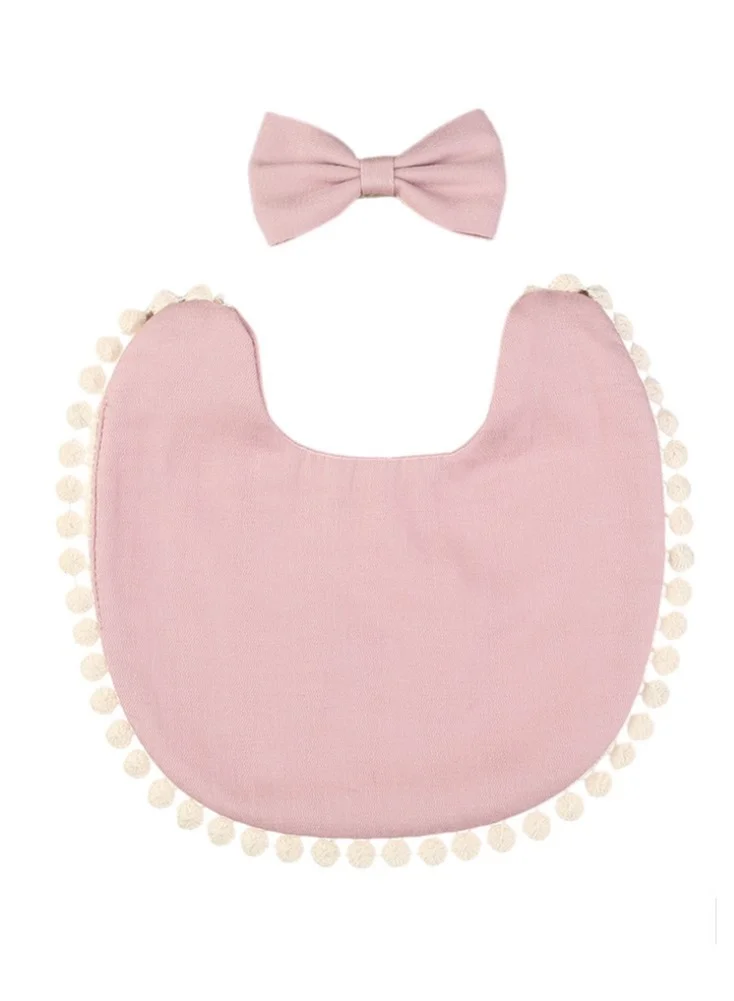 Bambimici Bambimici - Stealla Small Ribbon Headband and Baby Bib for Infants & Babies -Light Pink