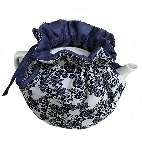 Yangshine Cotton Tea Cozy, Blue Flower Tea Pot Warmer Vintage Decorative Dust Proof Teapot Cover with Insulation Pad to Keep Tea Warm, Tea Cosy for Kitchen Home Office Restrant Decro - Image 1