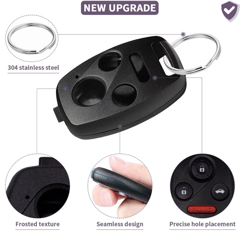 JJCHQ 2 Pack Key Fob Shell Replacement for Honda Accord 2003-2012 / Civic EX 2006-2013 / Pilot 2009-2015 / CR-V 2005-2006 4 Button Car Keyless Entry Remote Control Key Fob Case Cover - NO Cutting Require - Image 4