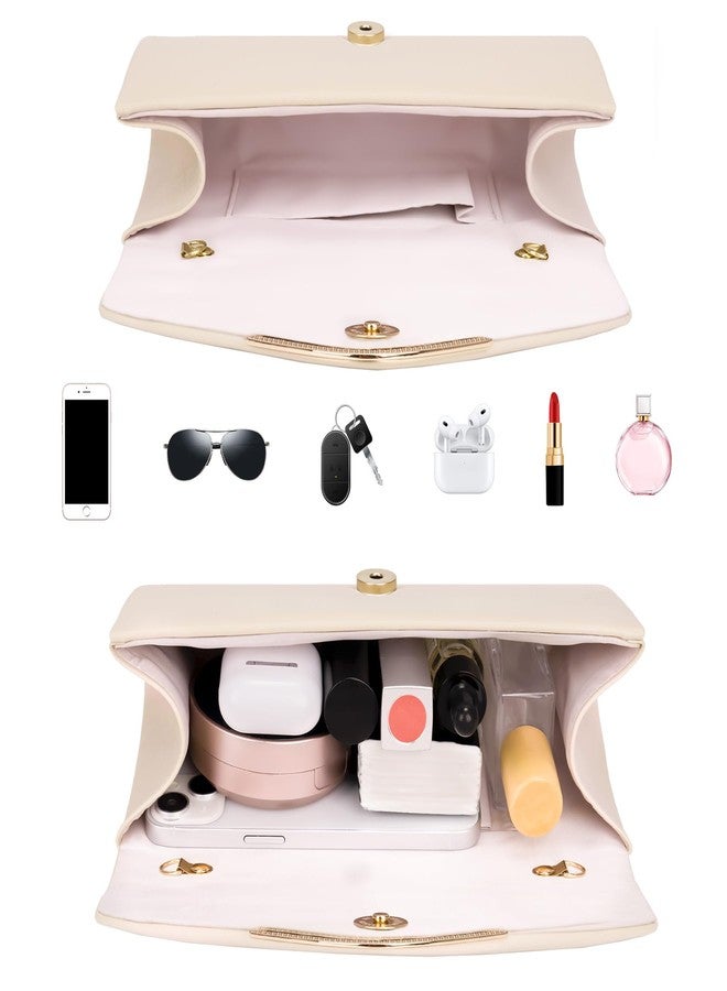 Larcenciel Nude Clutch Purse for Women, Trendy Vegan Leather Envelope Evening Bags with Chain, Cute Cream Party Bag Formal Bride Dress Purse Ladies Crossbody Shoulder Handbag for Wedding Cocktail Prom - Image 4