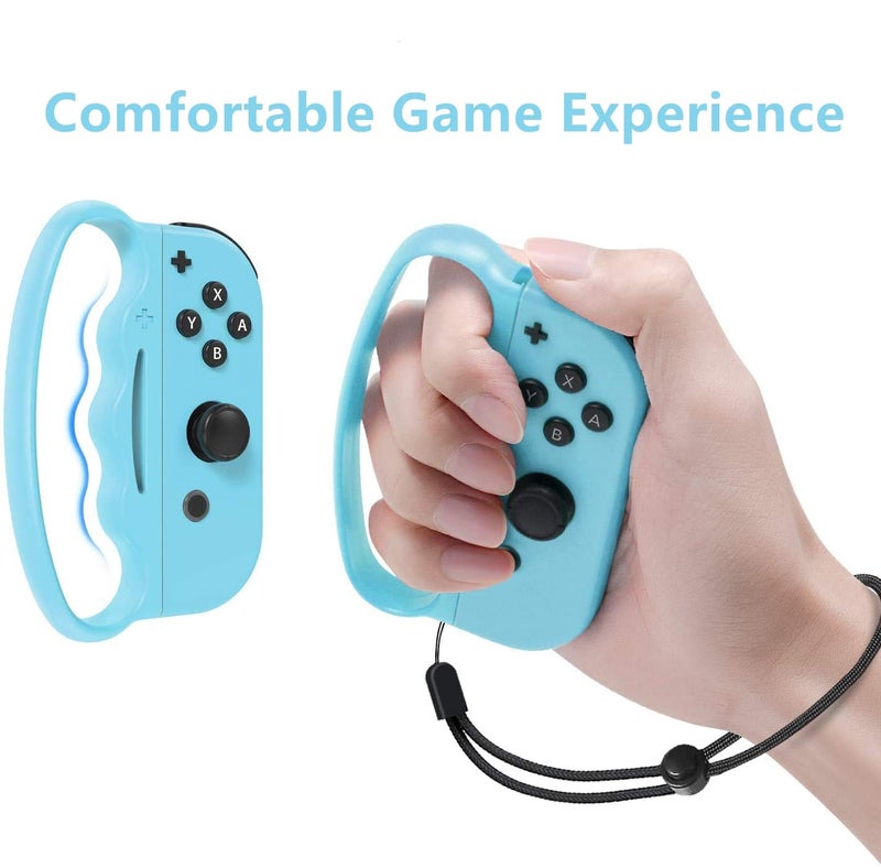 FANPL Fitness Boxing Hand Grips for Nintendo Switch & OLED Model JoyCon, Fit Boxing Clasp Accessories Handle for Adults and Children, Enhance Gaming Experience, 2 Pack (Animal Crossing Blue and Green) - Image 2