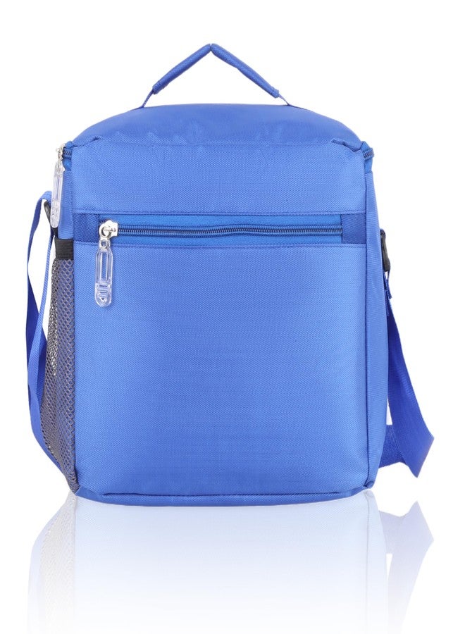 Echo Boomers Food Printed Insulated Lunch Bag, Tiffin and Food Storage Bag for Work, Students, Office, Picnic, College & School with Bottle Holder & Multiple Zipper Pockets (Blue - Image 2