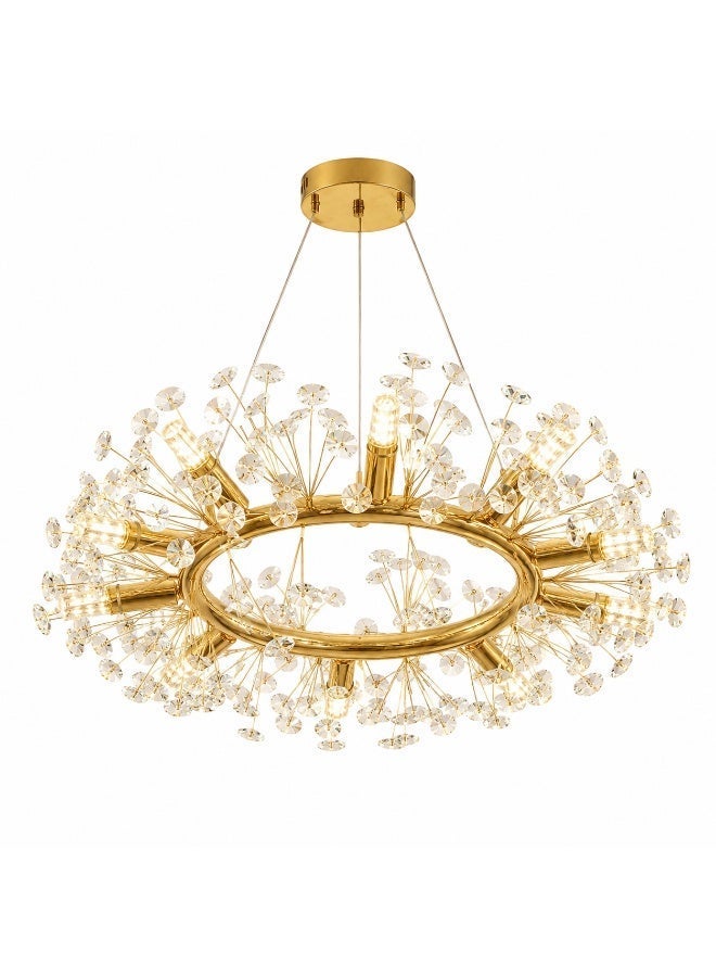 60cm Round Modern LED Crystal Gold Bouquet Chandelier with 3 Lighting Colors: White, Warm White, and Cool White, suitable for reception and living room. - Image 2