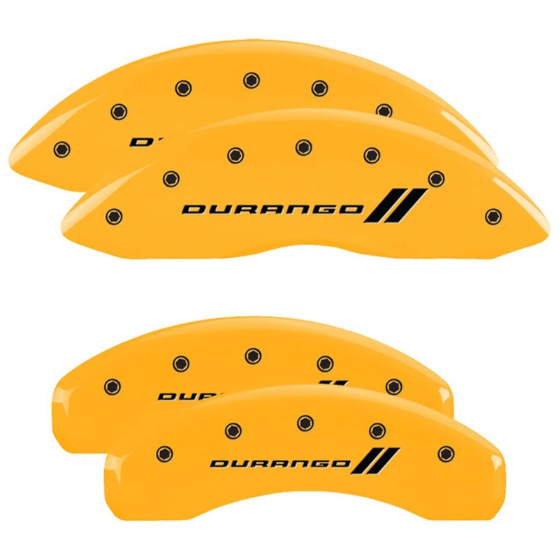 MGP Brake Caliper Covers for Dodge Durango 20112023 with Yellow Powder Coat Finish Engraved Black Durango Front and Rear Set of 4