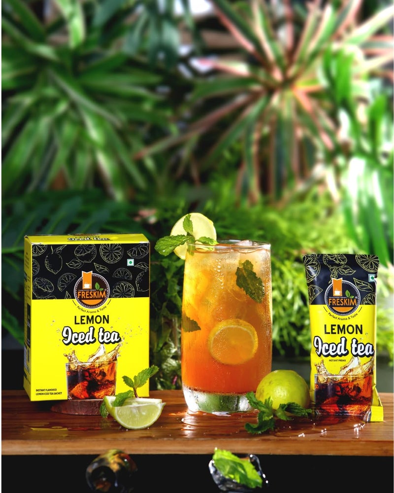FRESKIM Lemon Ice Tea Premix I Lemon Ice Tea Sachet I Just Added Chilled Water I 10 Nos. I 300 GM (30gm*10 sachet) - Image 2