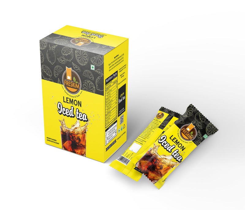 FRESKIM Lemon Ice Tea Premix I Lemon Ice Tea Sachet I Just Added Chilled Water I 10 Nos. I 300 GM (30gm*10 sachet) - Image 1