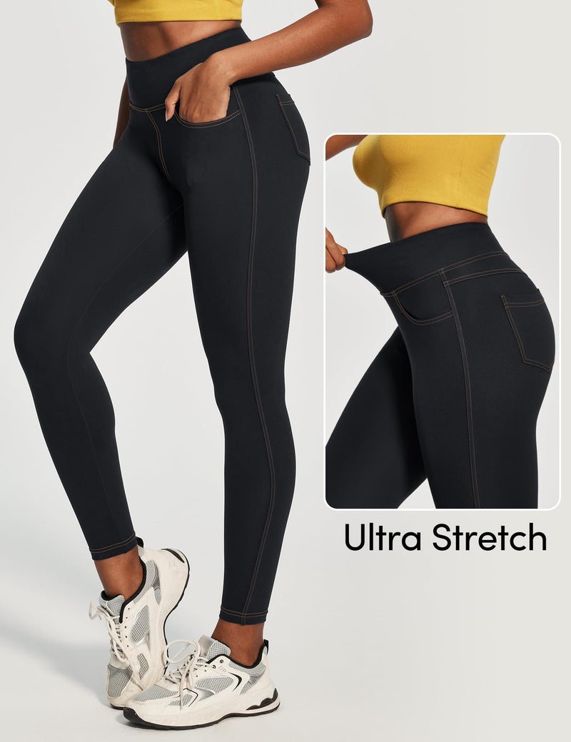IUGA High Waist Yoga Pants with Pockets, Leggings for Women Tummy Control, Workout Leggings for Women 4 Way Stretch - Image 4