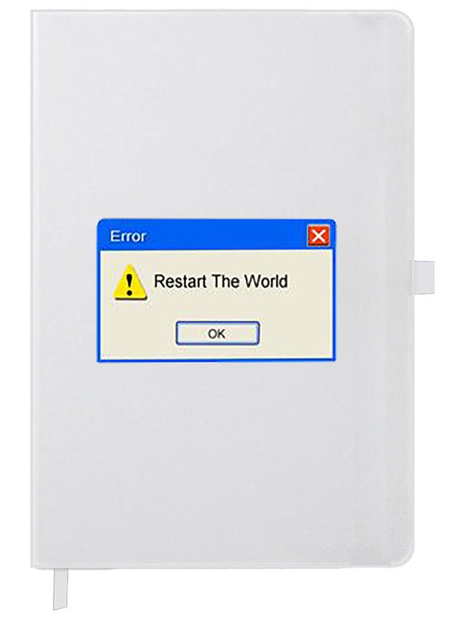 Theodor Designer A5 Thick White Hardcover Notebook Restart The World - Image 1
