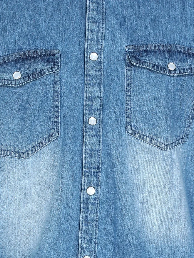 Kuons Avenue  KUONS AVENUE Men Blue Denim Double Pocket Shirt for Men | Best Price UAE