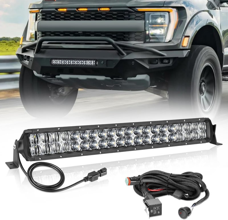 AKD Part 20 Inch LED Light Bar Kit - 200W Double Row Offroad Driving Light Spot Flood Combo - Image 1