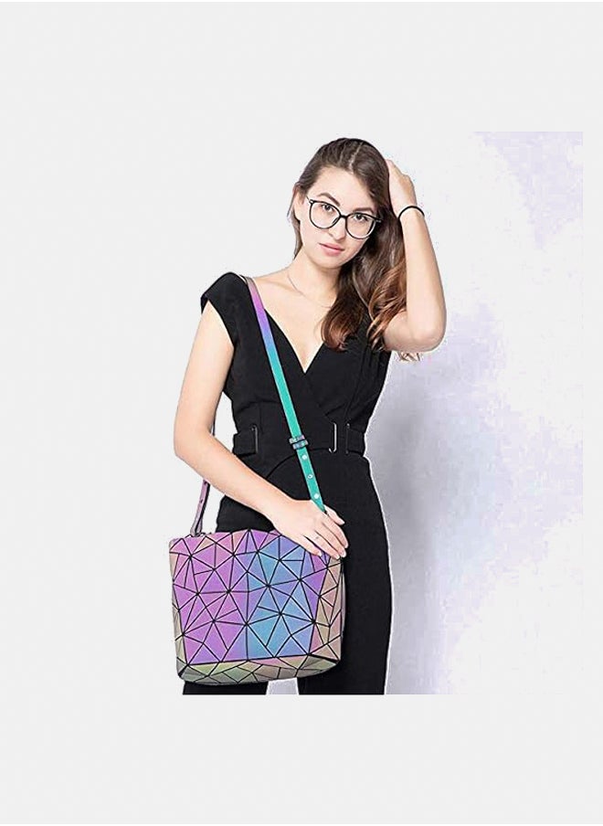 Generic Geometric Luminous Tote Bag Holographich Purses and Handbags Flash Reflactive Crossbody Bag for Women  - Image 2