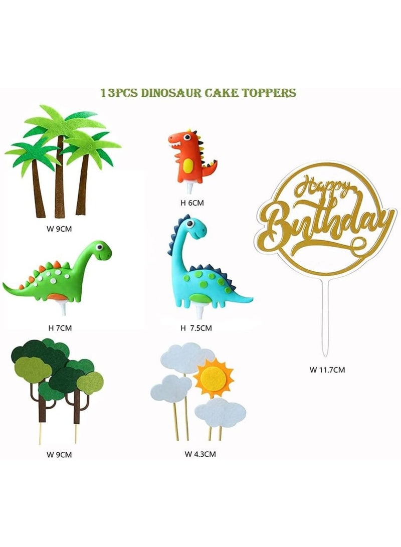 Zikra 13PCS 3D Dinosaur Cake Topper, Cupcake Topper Cake Decorations for kids Birthday Baby Showr Party Supplies, Dinosaur Baby Shower Cake Topper - Image 3