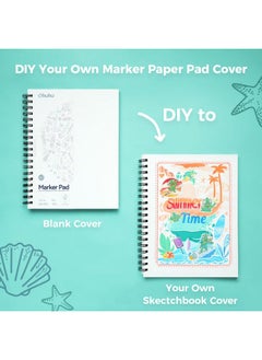Ohuhu Sketch Book Ohuhu Drawing Books Marker Pads Art Sketchbook Bleedproof 254mm×193mm Large Paper Size 150GSM Smooth Drawing Papers 60 Sheets/120 Pages Spiral Bound Sketching Book for Alcohol Markers  - Image 2