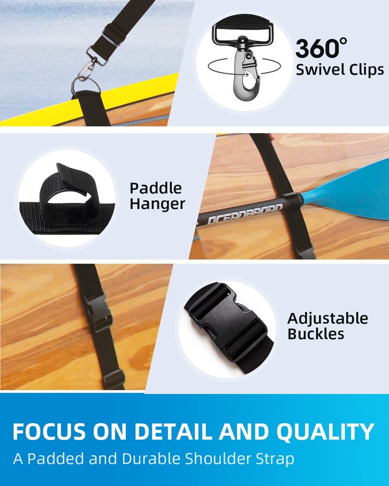 OCEANBROAD SUP Kayak Carry Strap Adjustable Shoulder Strap with Clips, New Version for Paddle Board Canoe Surfboard, Paddleboard Paddle Board Accessories - Image 2