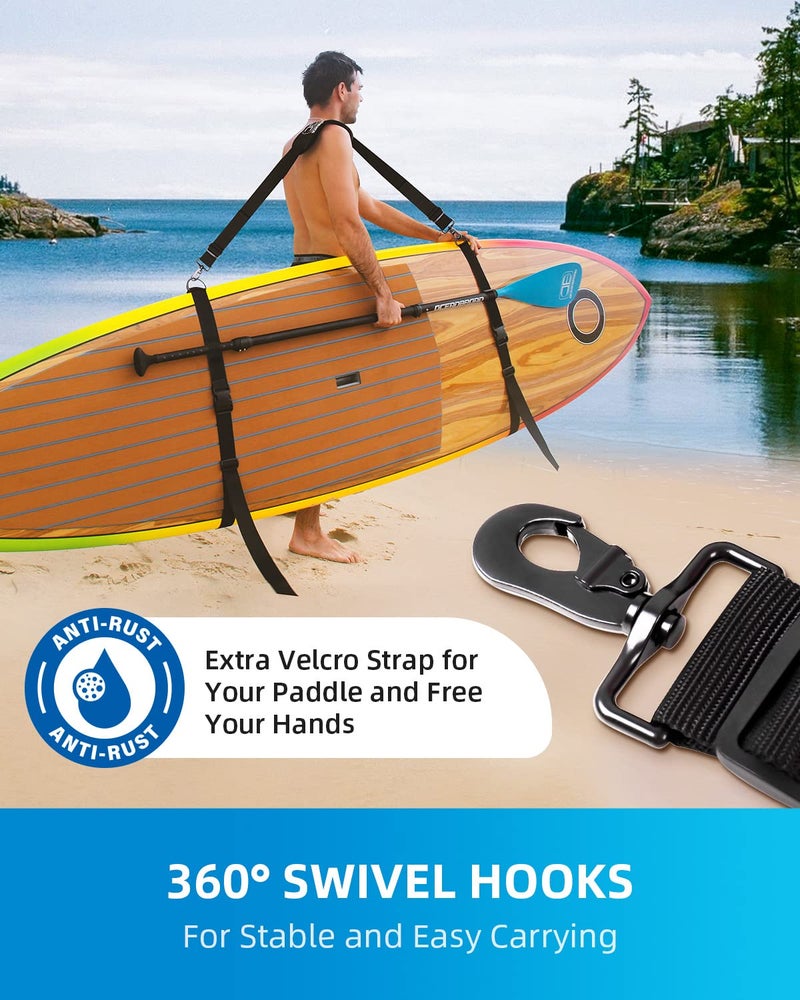 OCEANBROAD SUP Kayak Carry Strap Adjustable Shoulder Strap with Clips, New Version for Paddle Board Canoe Surfboard, Paddleboard Paddle Board Accessories - Image 5
