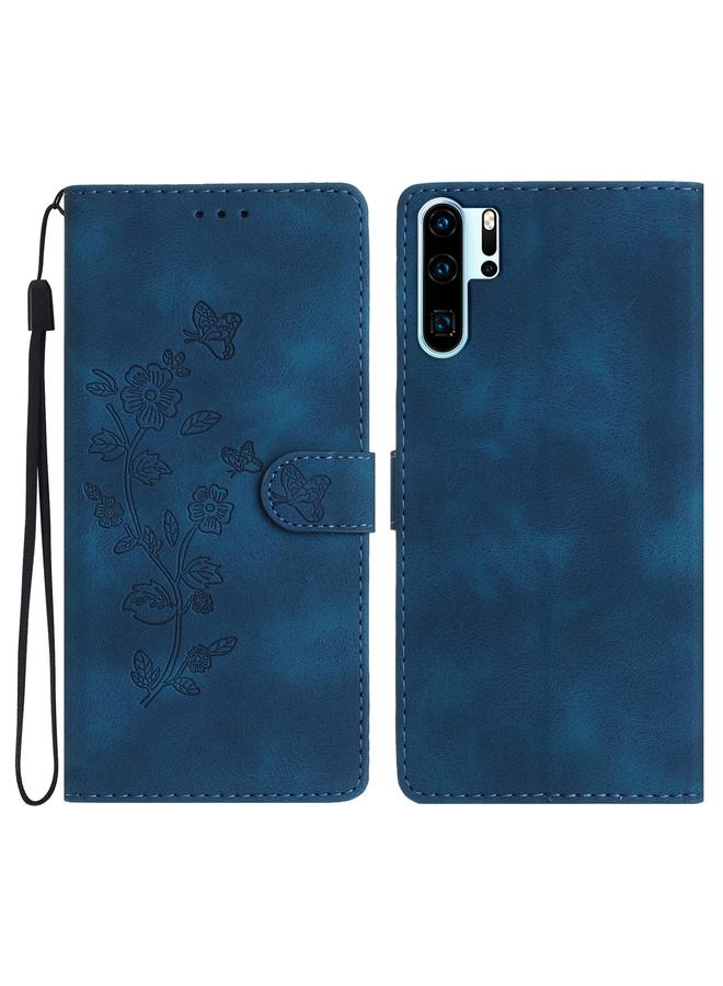 اس-توب جراب هاتف Huawei P30 Pro من الجلد بنقشة زهور الفراشة - Image 1