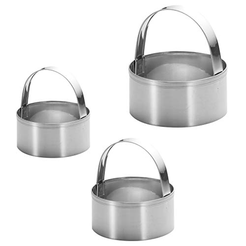 Maykito 3 Pieces Round Biscuit Cutter with Handle - Stainless Steel Round Circle Doughnut Cutter Baking Molds Assorted Size - Image 1
