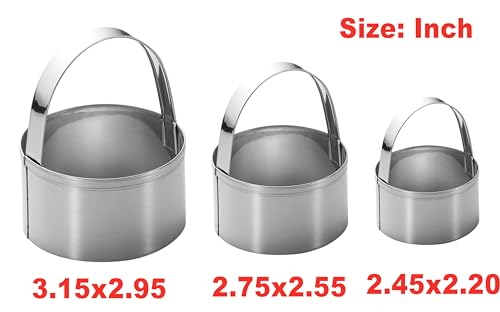 Maykito 3 Pieces Round Biscuit Cutter with Handle - Stainless Steel Round Circle Doughnut Cutter Baking Molds Assorted Size - Image 3