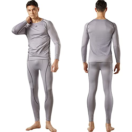 FITEXTREME MAXHEAT Mens Thermal Underwear Long Johns Set with Fleece Lined LightGrey M - Image 1