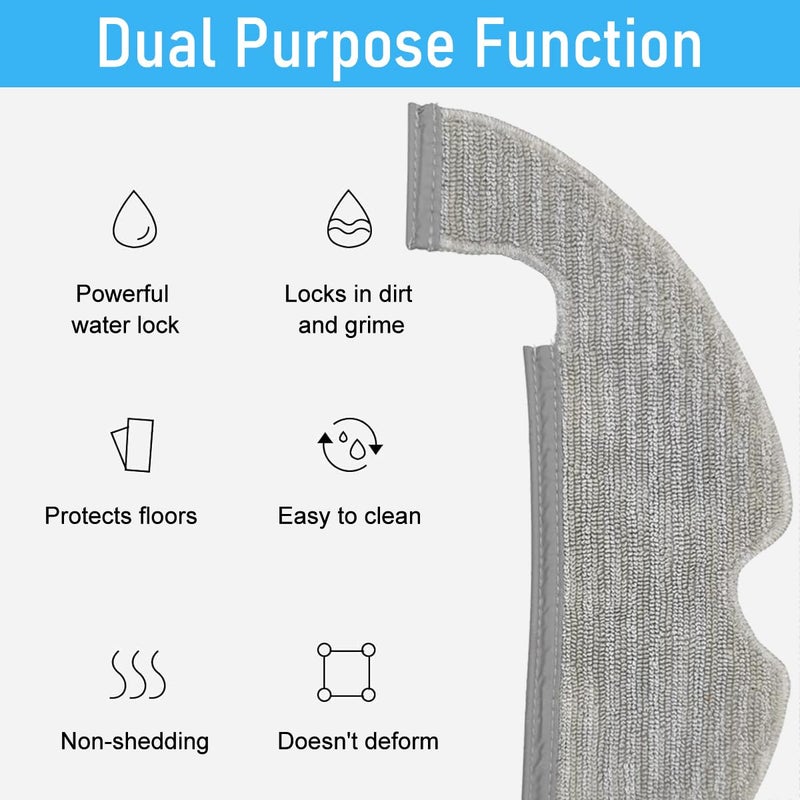 Verilux Verilux Replenishment Kit 4Pcs Mop Cloth Replacement Parts Compatible with Mi Robot Vacuum X10 Replacement Accessories Kit Microfiber Absorbent Wet Dry Use Mop Cloth Replacements for Mi X10  - Image 5
