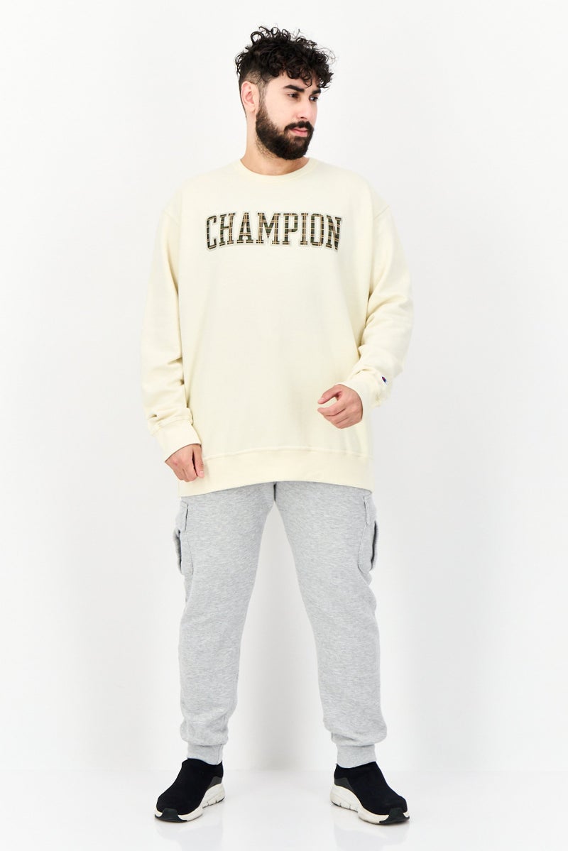Champion Men Sportswear Fit Brand Logo Outdoor Sweatshirt, Cream  - Image 4