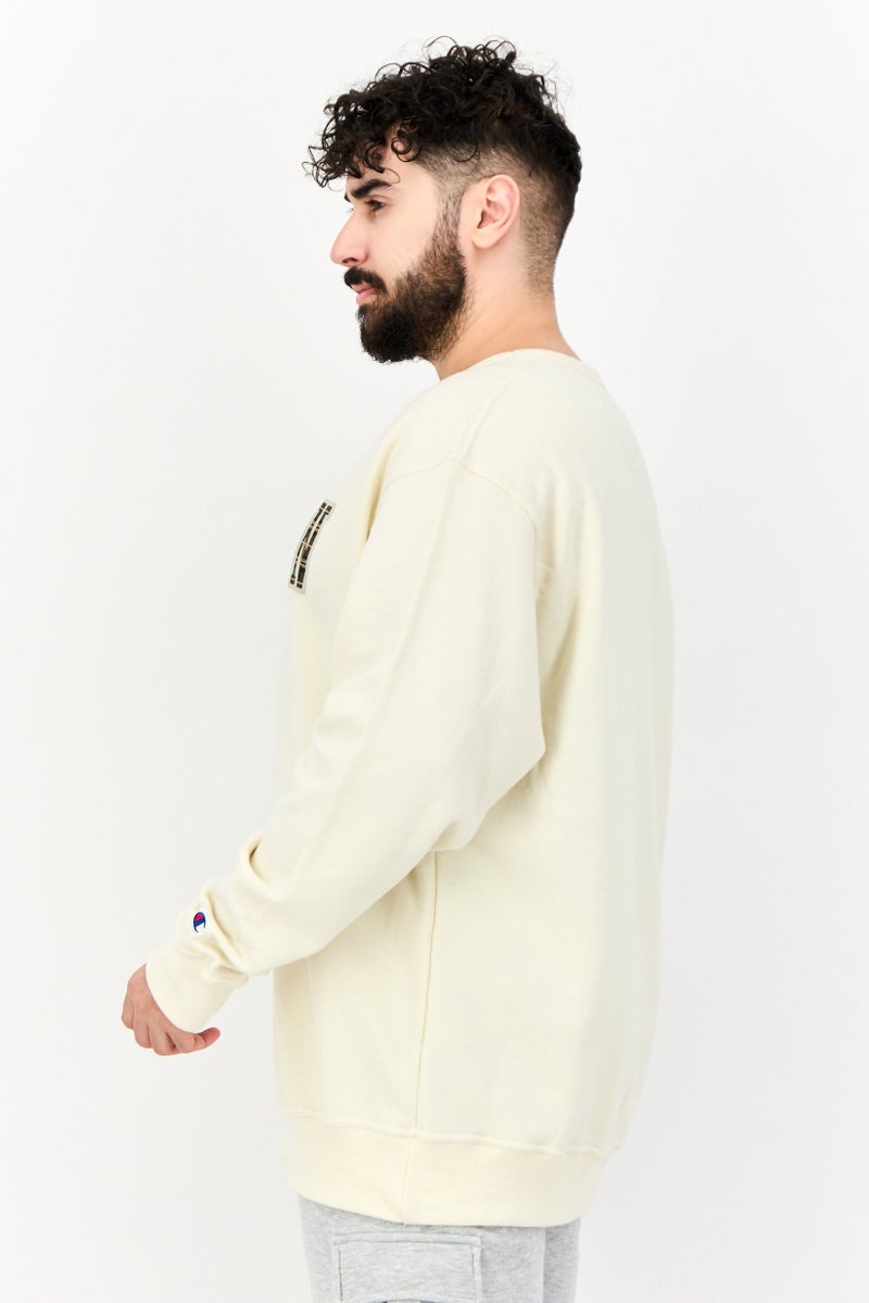 Champion Men Sportswear Fit Brand Logo Outdoor Sweatshirt, Cream  - Image 2