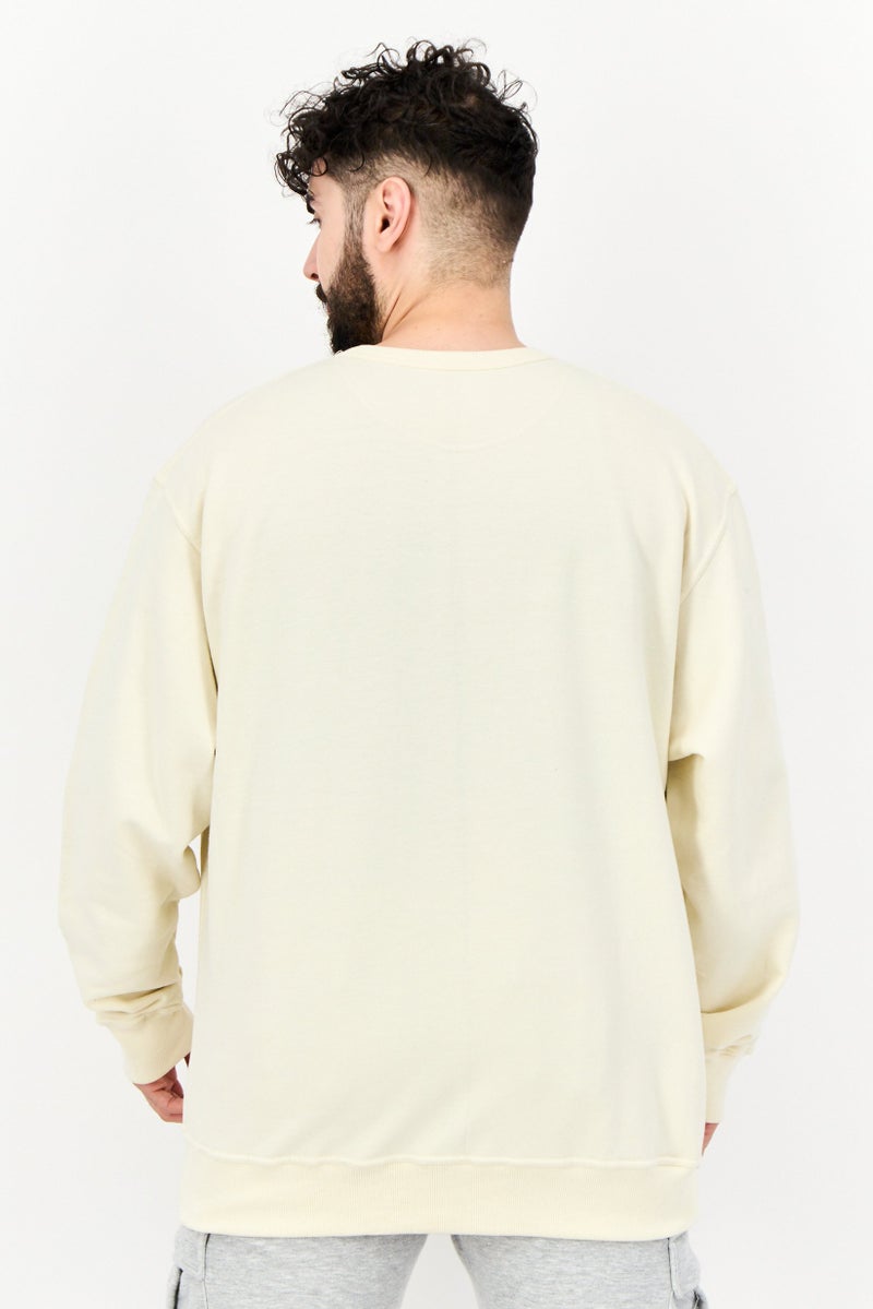 Champion Men Sportswear Fit Brand Logo Outdoor Sweatshirt, Cream  - Image 3