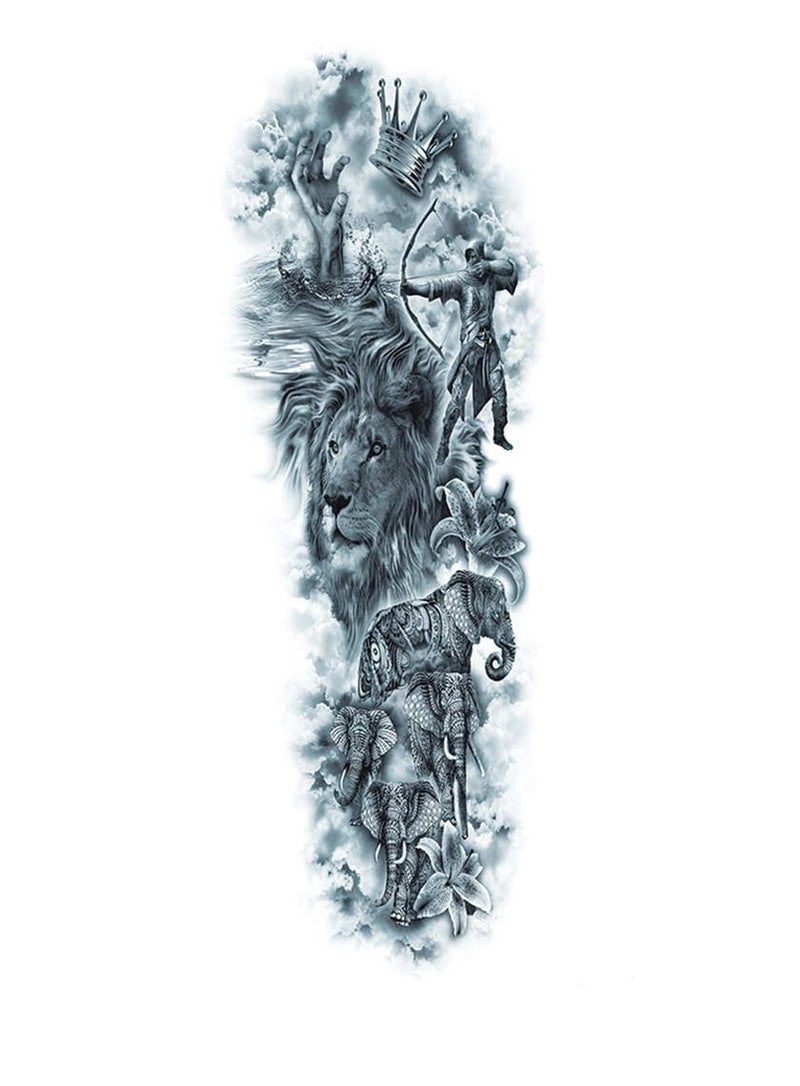 S.A.V.I 3D Temporary Tattoo For Girls Men Women Full Arm Hand Sticker Size 48x17CM - 1PC. Black - Image 5