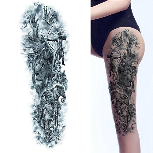 S.A.V.I 3D Temporary Tattoo For Girls Men Women Full Arm Hand Sticker Size 48x17CM - 1PC. Black - Image 2