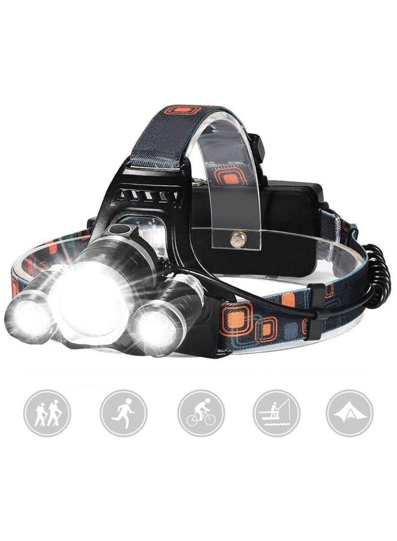AROAQ Rechargeable Led Headlamp with 3 Lights 4 Modes Head Torches Super Bright Waterproof Hands Free LED Head Lamp for Camping - Image 1