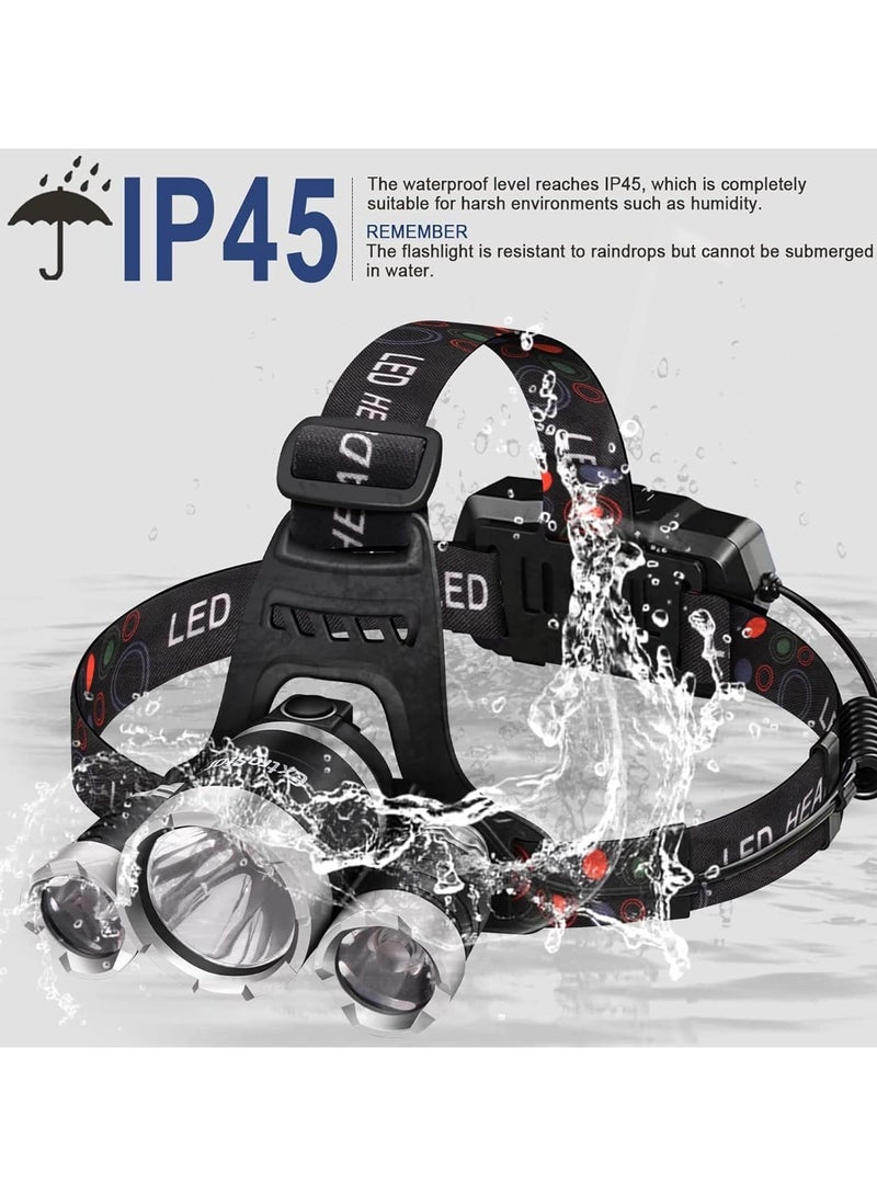 AROAQ Rechargeable Led Headlamp with 3 Lights 4 Modes Head Torches Super Bright Waterproof Hands Free LED Head Lamp for Camping - Image 4