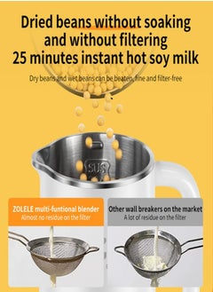 ZOLELE Multi-Funtional Juice Blender & Electric Kettle, 600ml Capacity, Touch Control, 10 Leaf Steel Knife, 4 Blending Modes, 600W Motor, MB601-WHITE  - Image 4