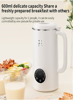 ZOLELE Multi-Funtional Juice Blender & Electric Kettle, 600ml Capacity, Touch Control, 10 Leaf Steel Knife, 4 Blending Modes, 600W Motor, MB601-WHITE  - Image 5