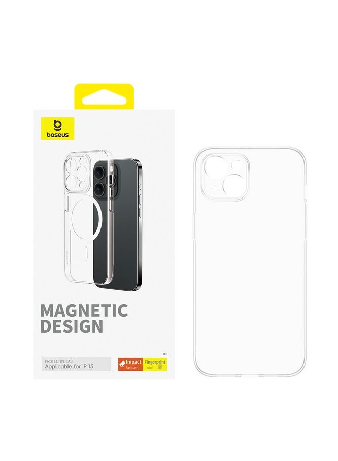 بيسوس حافظة هاتف مغناطيسية من OS-Baseus Lucent Series لهاتف iP 15 Pro Max، شفافة - Image 1