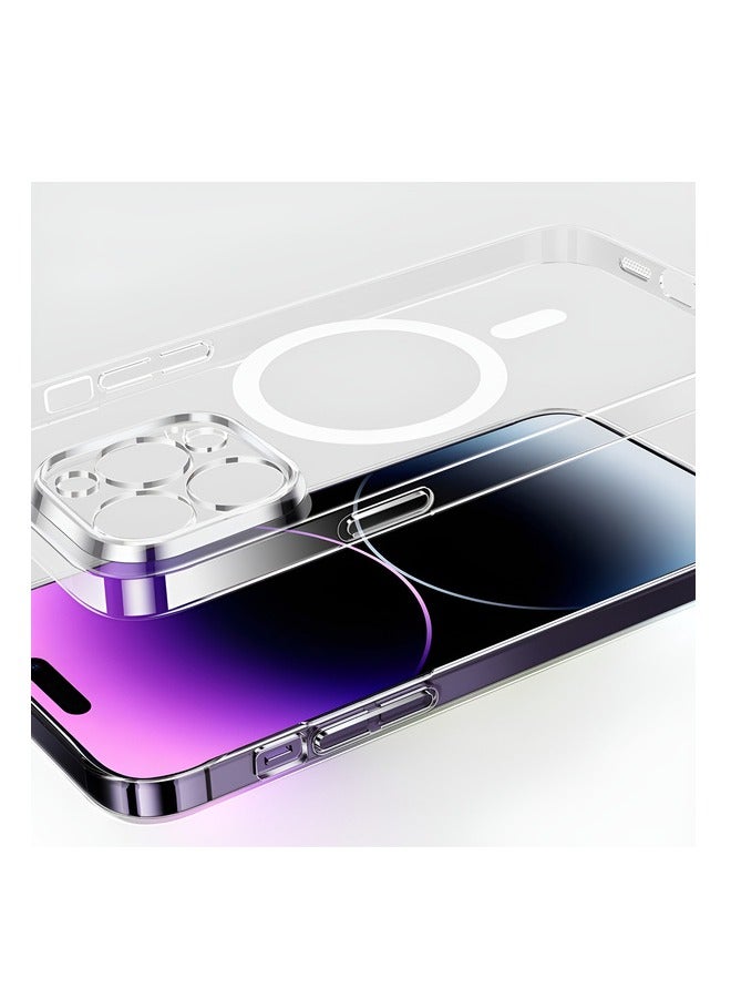 بيسوس حافظة هاتف مغناطيسية من OS-Baseus Lucent Series لهاتف iP 15 Pro Max، شفافة - Image 2